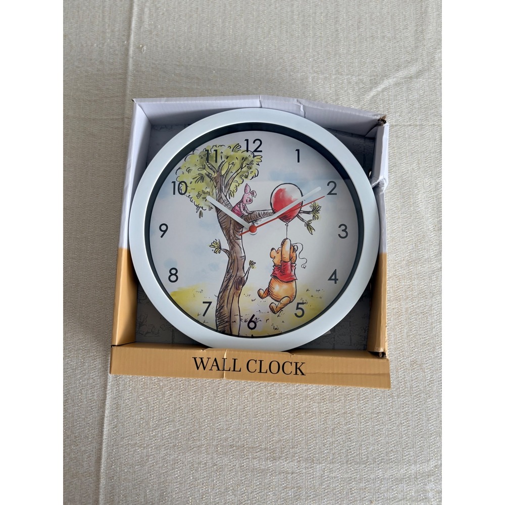 Disney Winnie the Pooh Wall Clock Unisex 10in White New Nursery Decor Analog